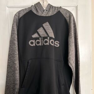 Adidas Men's Black and Heather Gray Hoodie